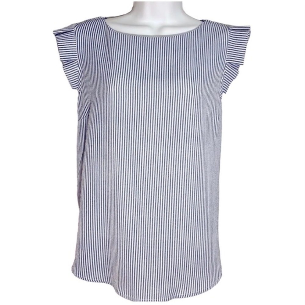 Seersucker Sleeveless Top Size M